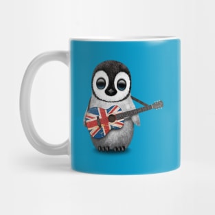 Baby Penguin Playing Union Jack British Flag Guitar Mug